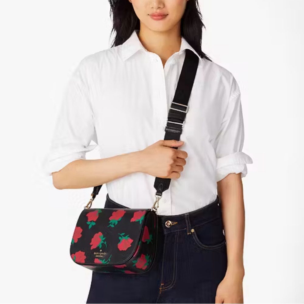 Kate Spade Madison Rose Toss Printed Saddle Bag - Picture 13 of 15